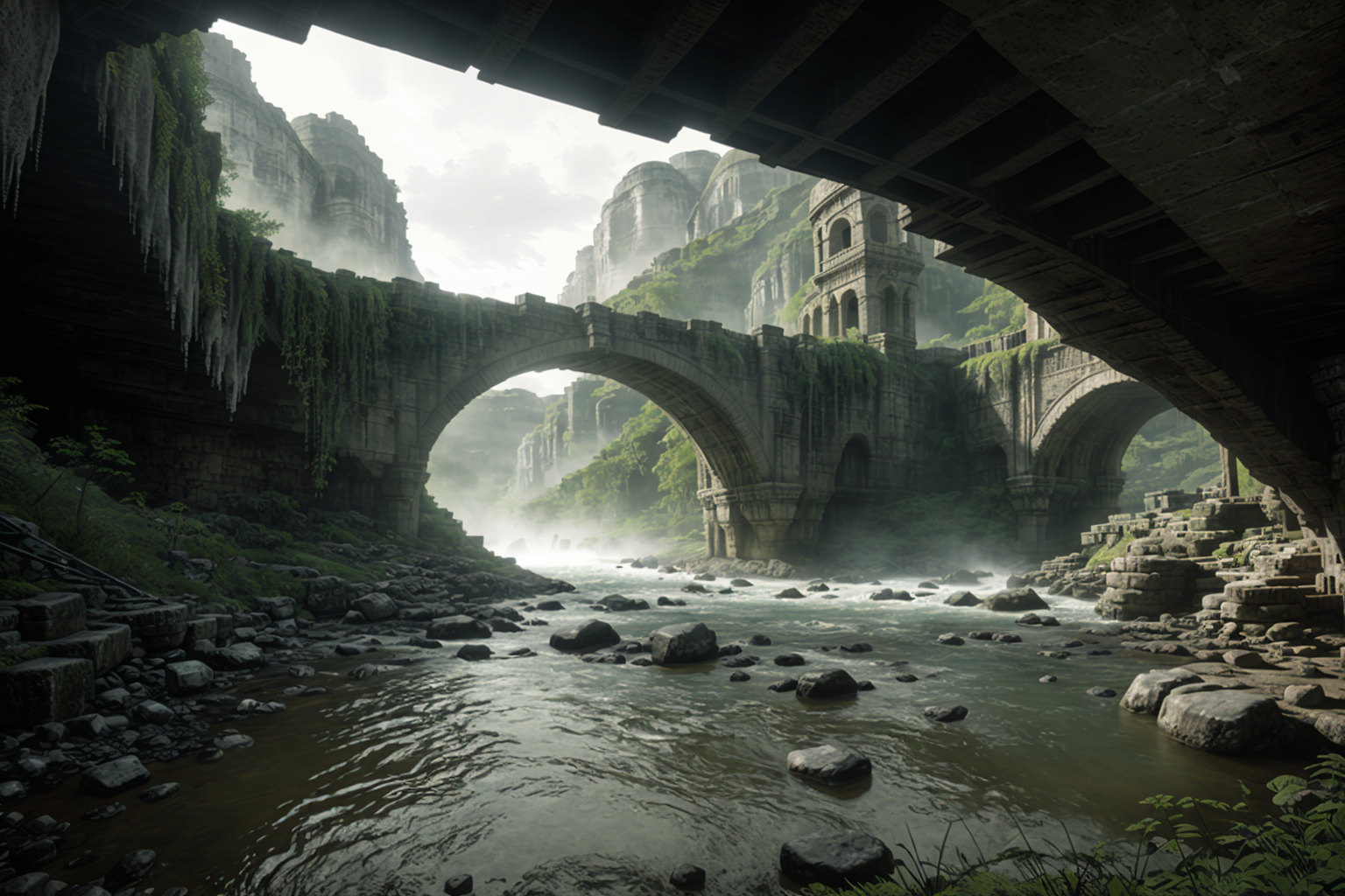 00307-1436000292-a bridge over a river in a cave like area with a waterfall, style_tombraider.png